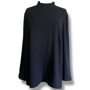MM LaFleur Sohee Top +2 Black Mock Neck Crepe Blouse Minimalist Career